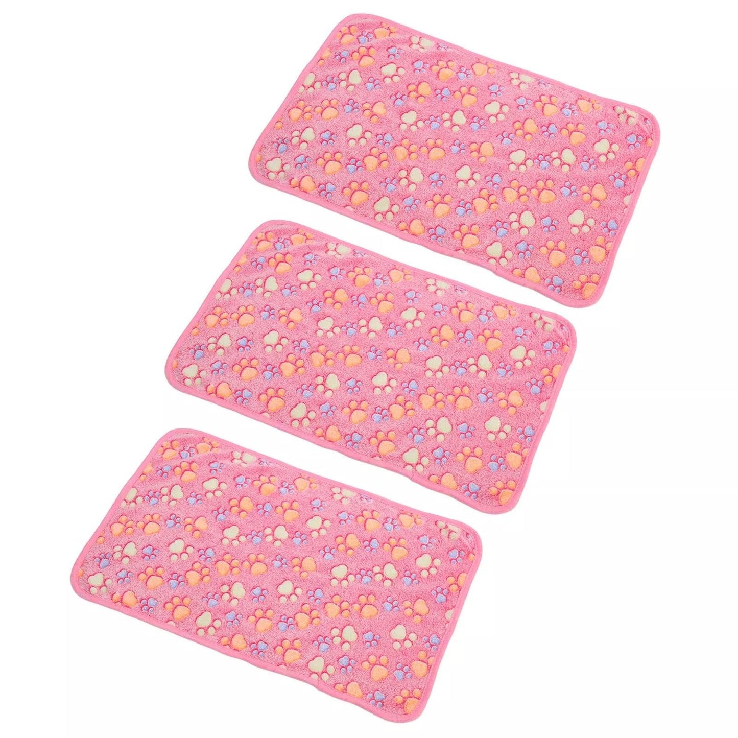 Set 3 paturi animale de companie cu imprimeu de labuțe, Roz