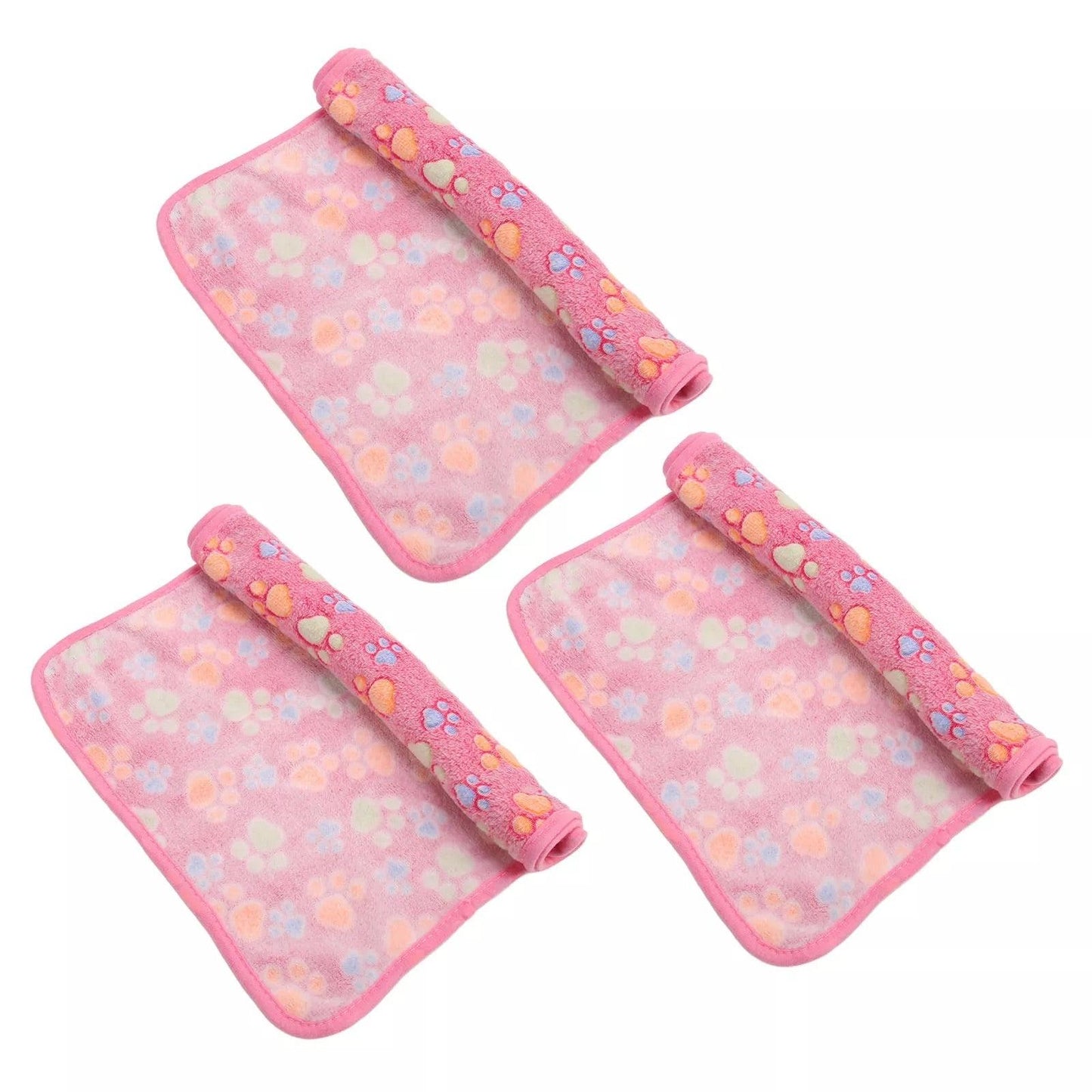 Set 3 paturi animale de companie cu imprimeu de labuțe, Roz