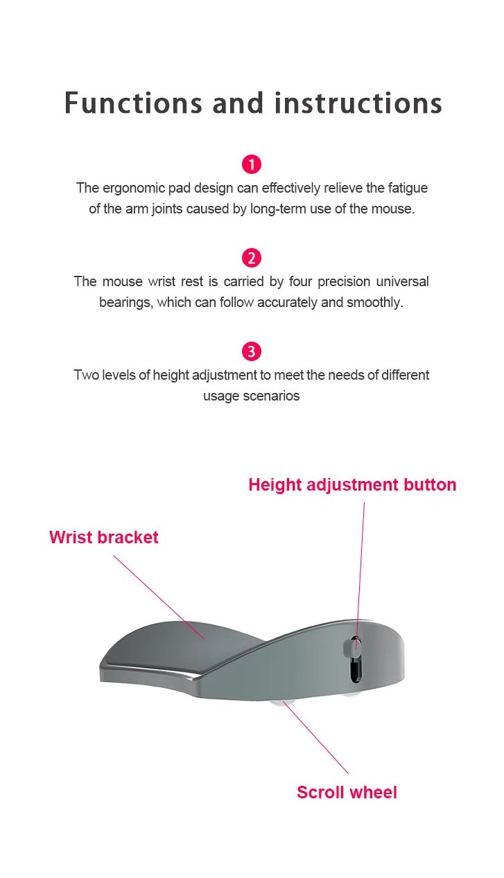 Suport Ergonomic pentru incheietura mainii – Cu Role, Inaltime Reglabila, Piele Cauciucata
