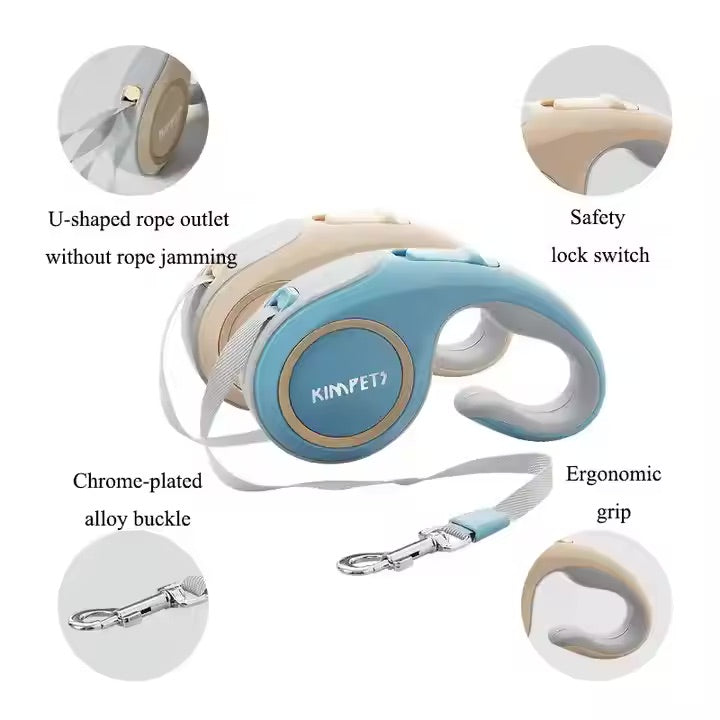 Lesa Ergonomica Retractabila Pentru Caini si Pisici, Expansiune pana la 5 m, Design Elegant