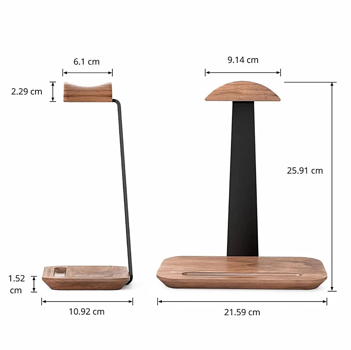 Suport Premium Pentru Casti – Design Modern din Lemn si Aluminiu, Ideal pentru Birou sau Gaming