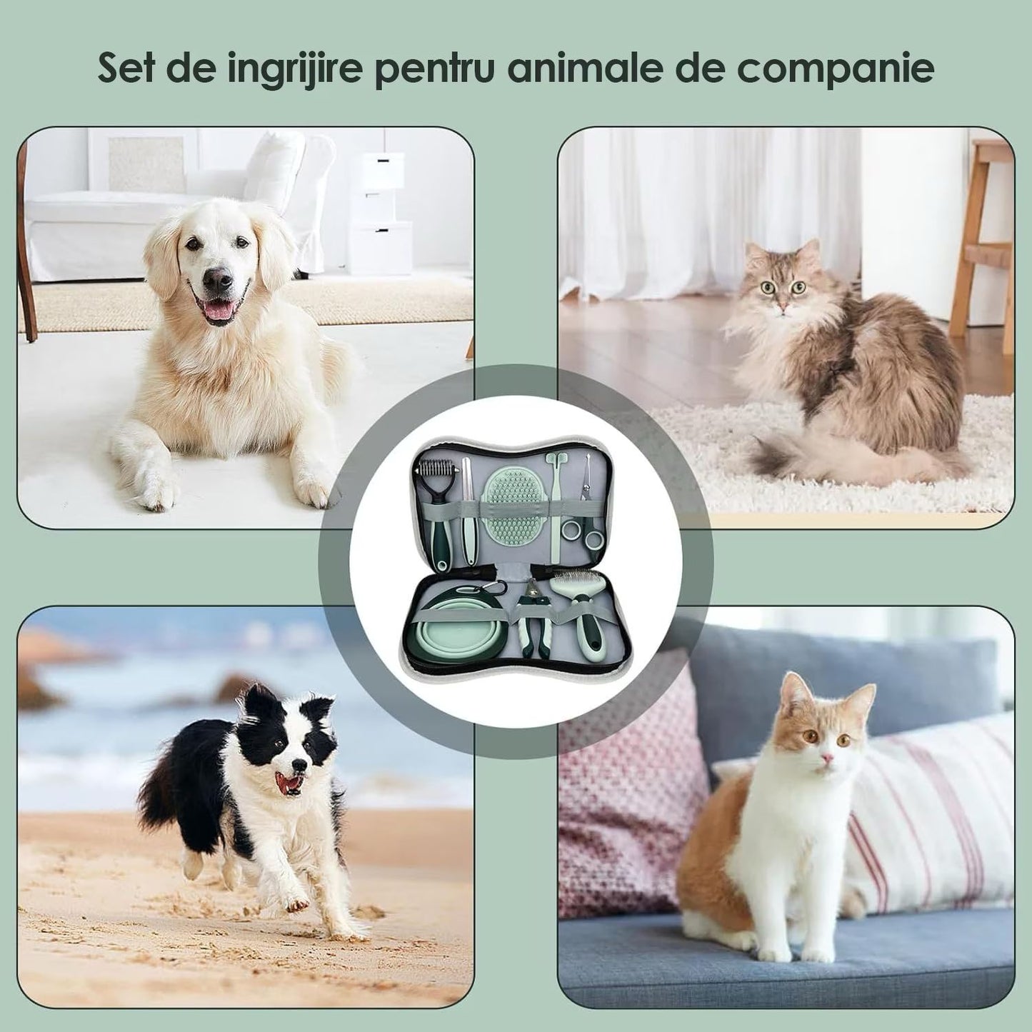 Set Profesional 8-în-1 pentru ingrijirea Cainilor si Pisicilor