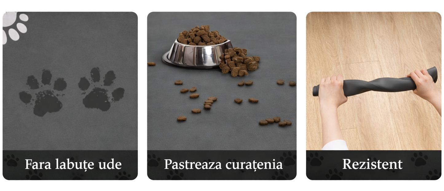 Covoras reutilizabil absorbant pentru hranirea cainilor si pisicilor