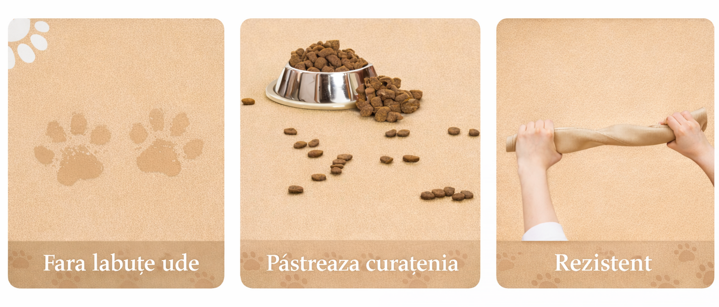 Covoras reutilizabil absorbant pentru hranirea cainilor si pisicilor