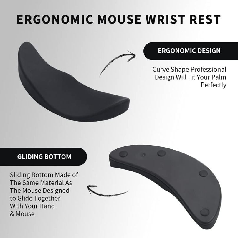 Suport ergonomic pentru mana dreapta, Durabil, Confortabil si usor, Silicon moale, Ergonomic mouse pad, Negru