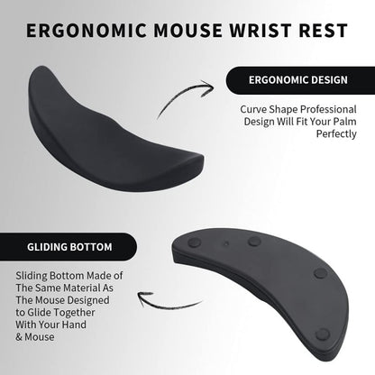 Suport ergonomic pentru mana stanga, Durabil, Confortabil si usor, Silicon moale, Ergonomic mouse pad, Negru