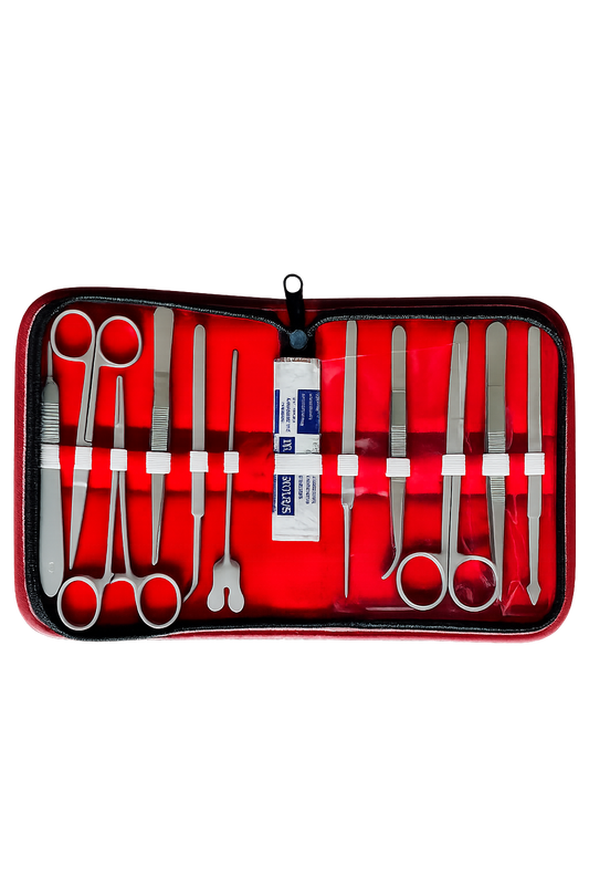 Trusa profesionala chirurgicala de disectie cu 11 instrumente si accesorii