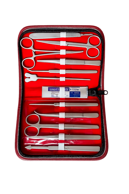 Trusa profesionala chirurgicala de disectie cu 11 instrumente si accesorii