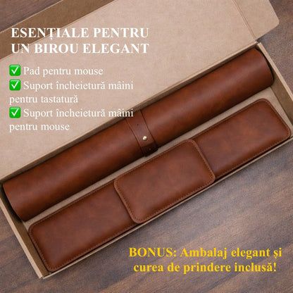 Set Premium pentru Birou cu Mousepad și Suporturi Incheietura Mainii pentru Tastatura si Mouse
