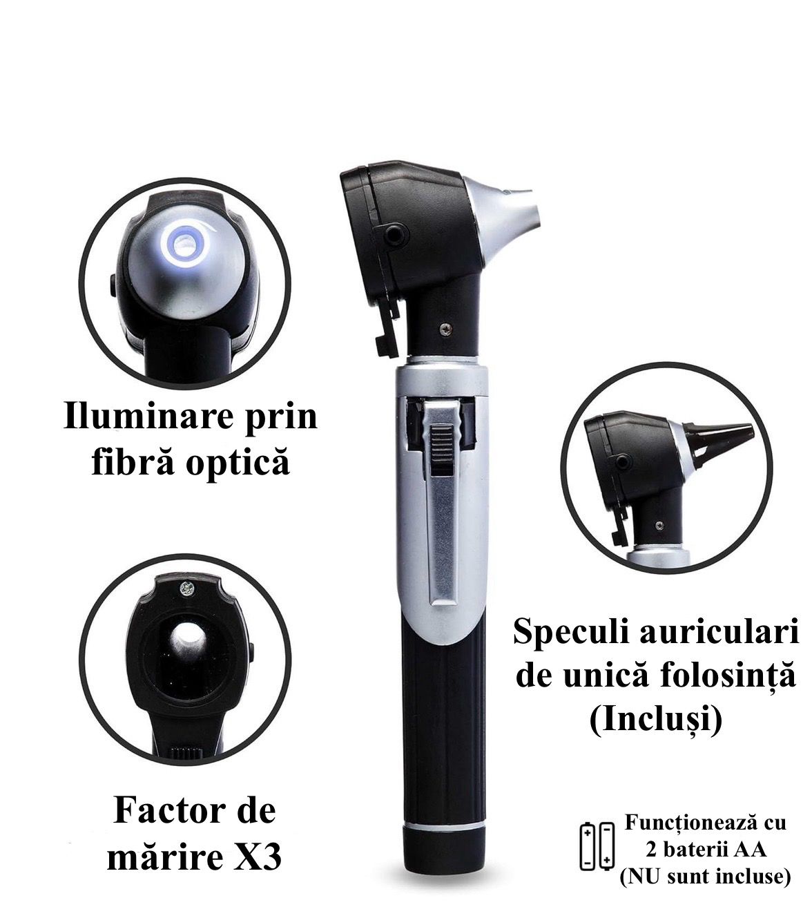 Otoscop cu iluminare LED directa