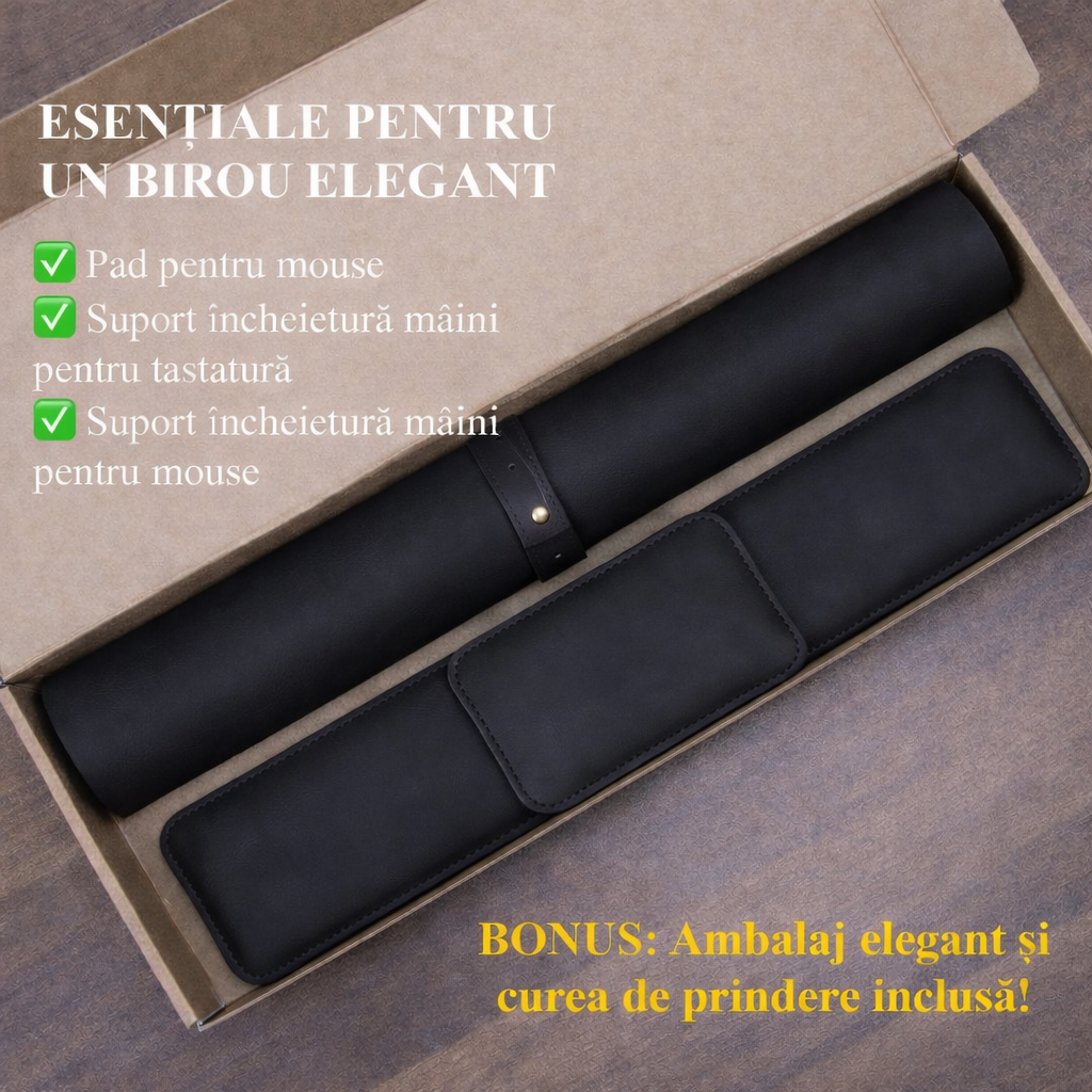Set Premium pentru Birou cu Mousepad și Suporturi Incheietura Mainii pentru Tastatura si Mouse