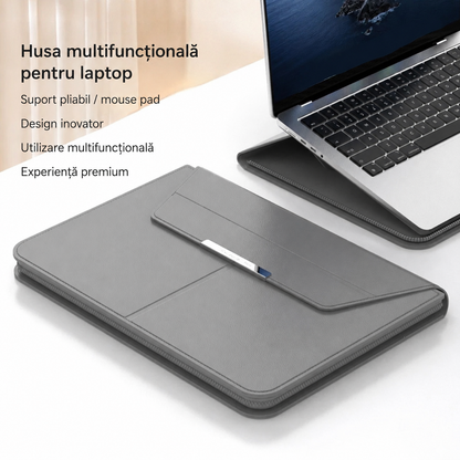 Husa Laptop Premium Multifunctionala 3 in 1 cu Suport Pliabil si Mouse Pad Integrat, 13/14 inch