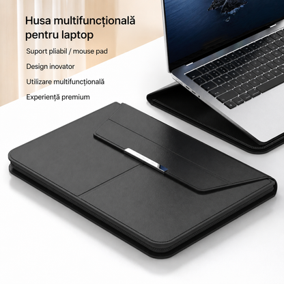 Husa Laptop Premium Multifunctionala 3 in 1 cu Suport Pliabil si Mouse Pad Integrat, 13/14 inch
