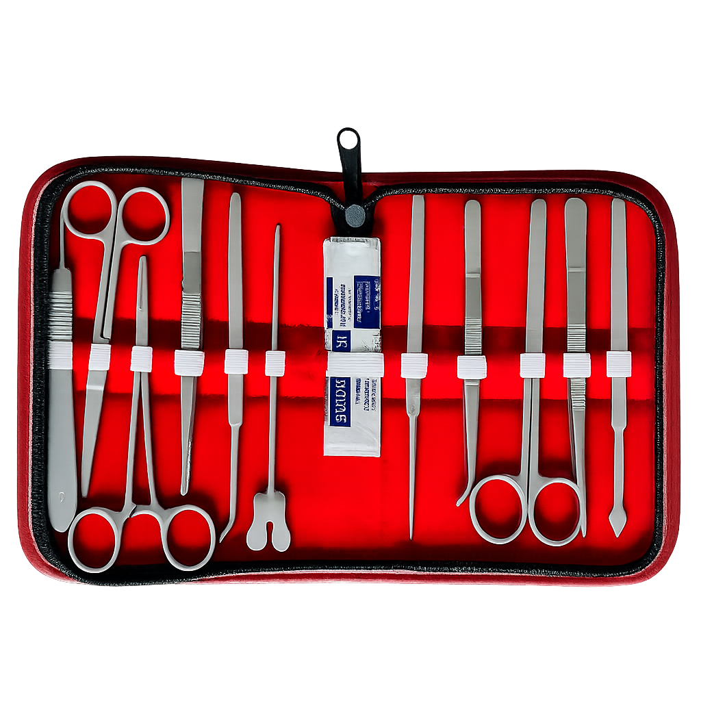 Trusa profesionala chirurgicala de disectie cu 11 instrumente si accesorii