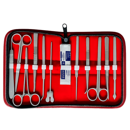 Trusa profesionala chirurgicala de disectie cu 11 instrumente si accesorii