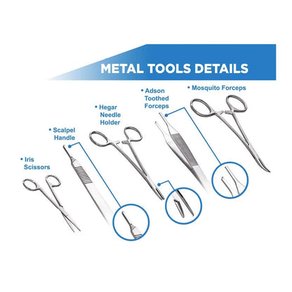 Kit profesional pentru practicarea suturilor chirurgicale dentare, cu instrumente negre,  Suture Expert