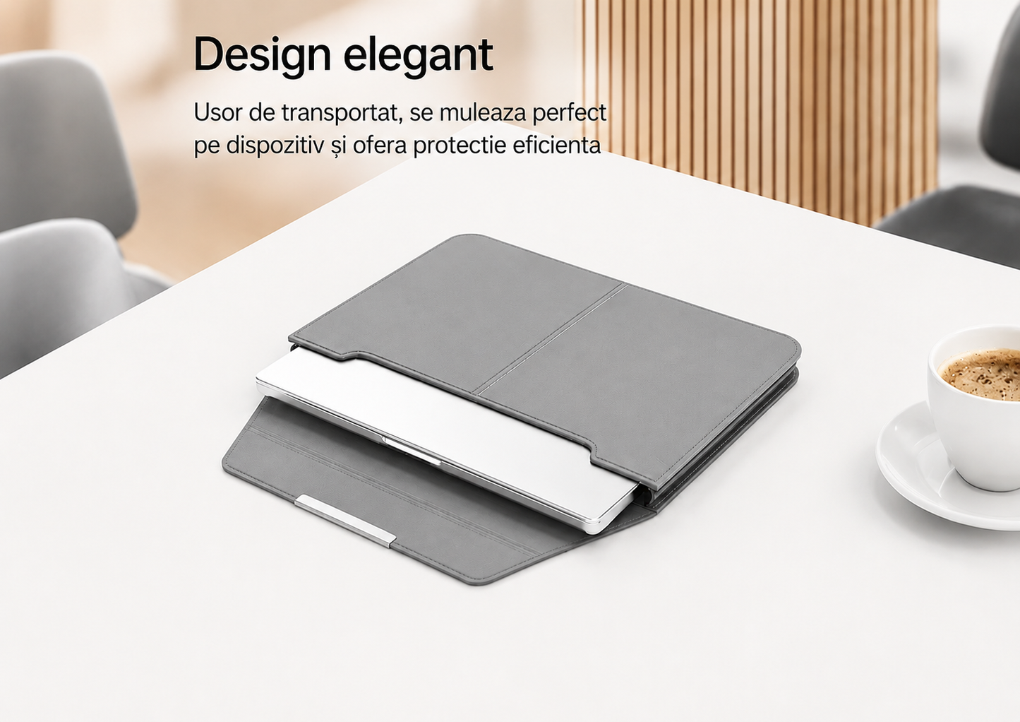 Husa Laptop Premium Multifunctionala 3 in 1 cu Suport Pliabil si Mouse Pad Integrat, 13/14 inch