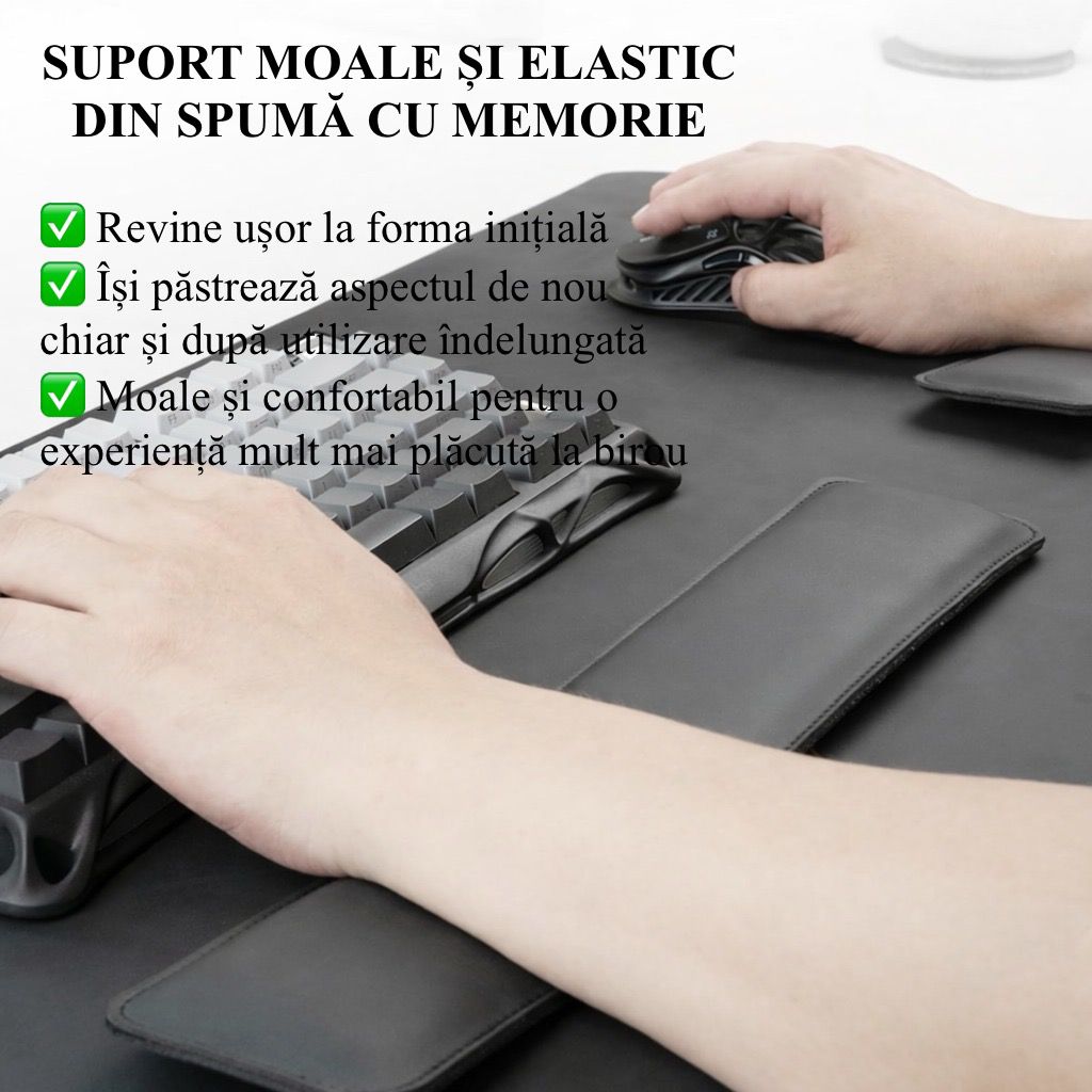 Set Premium pentru Birou cu Mousepad și Suporturi Incheietura Mainii pentru Tastatura si Mouse