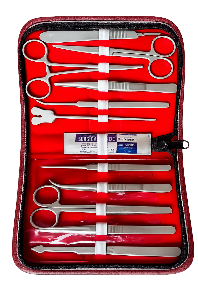 Trusa profesionala chirurgicala de disectie cu 11 instrumente si accesorii
