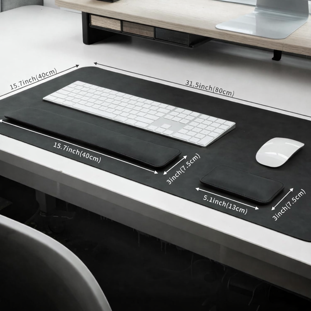 Set Premium pentru Birou cu Mousepad și Suporturi Incheietura Mainii pentru Tastatura si Mouse