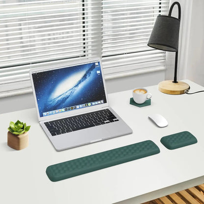 Set Ergonomic din 3 piese - Suport Mouse, Tastatura pentru incheietura mainii si Suport pentru Cana, Spuma cu memorie, Anti-alunecare