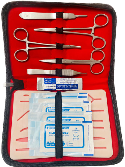 Kit profesional pentru practicarea suturilor chirurgicale, Suture Expert, Rosu