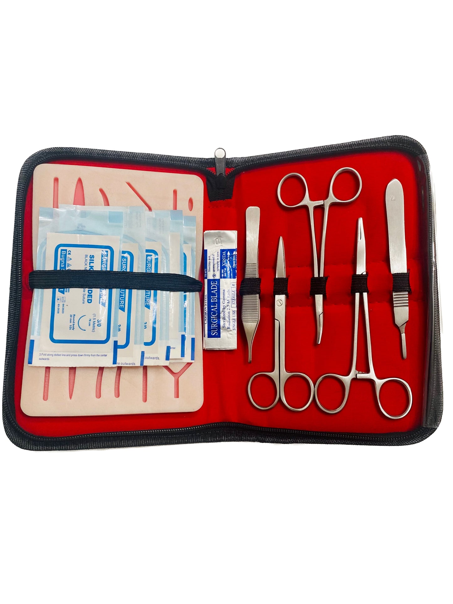 Kit profesional pentru practicarea suturilor chirurgicale, Suture Expert, Rosu