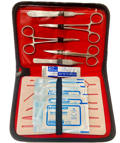 Kit profesional pentru practicarea suturilor chirurgicale, Suture Expert, Rosu