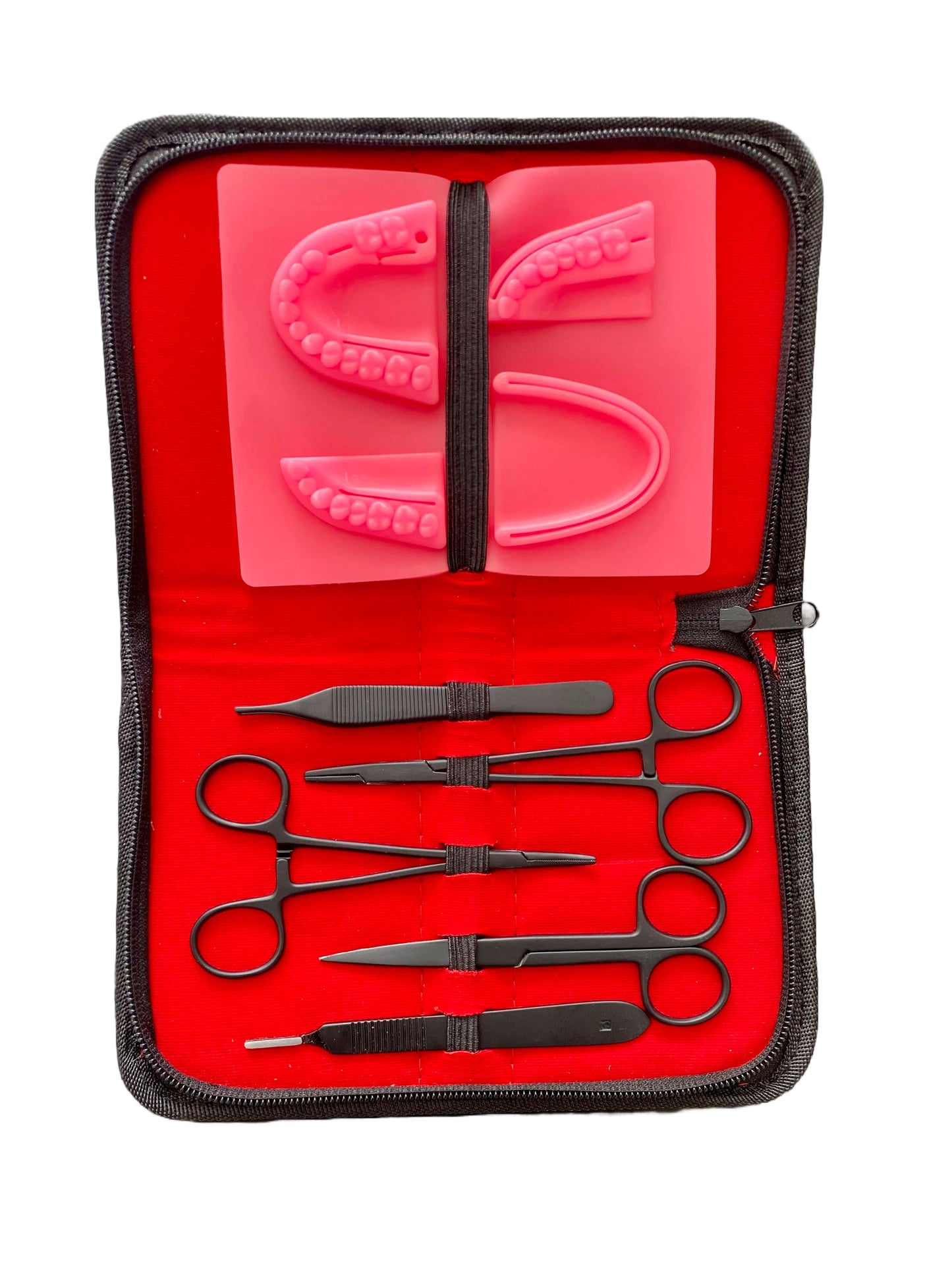 Kit profesional pentru practicarea suturilor chirurgicale dentare, cu instrumente negre,  Suture Expert