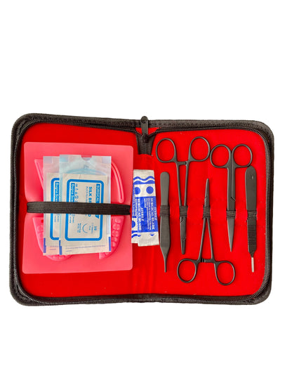 Kit profesional pentru practicarea suturilor chirurgicale dentare, cu instrumente negre,  Suture Expert