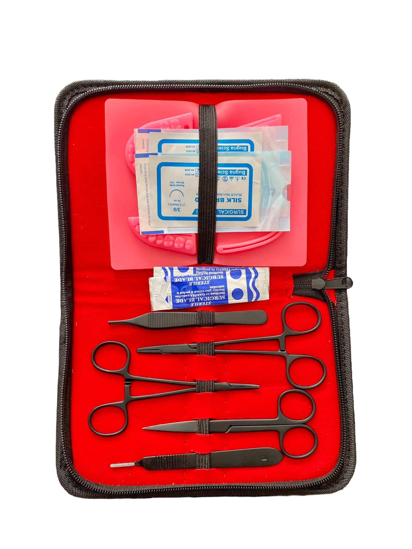 Kit profesional pentru practicarea suturilor chirurgicale dentare, cu instrumente negre,  Suture Expert