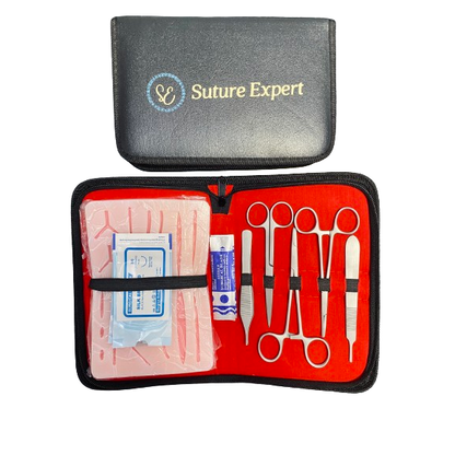 Kit profesional pentru practicarea suturilor chirurgicale, Suture Expert, Rosu